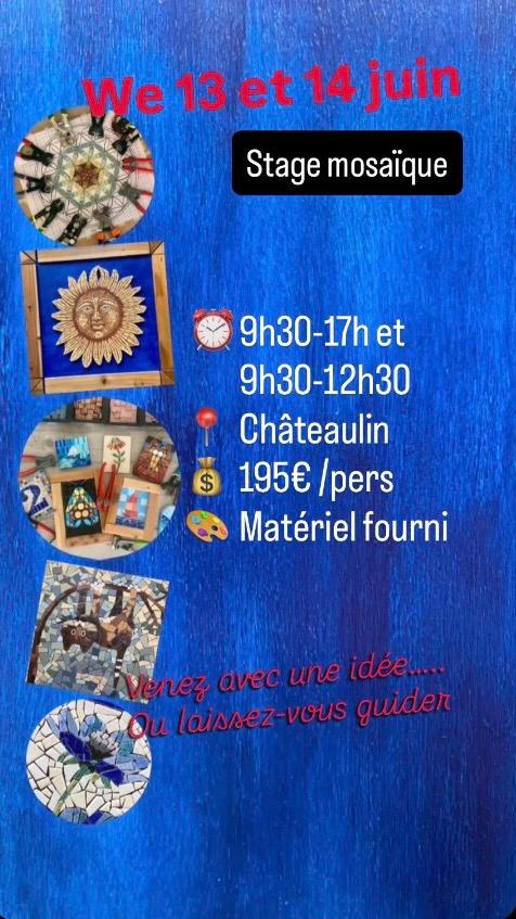 Atelier mosa&iuml;que en collectif &agrave; Ch&acirc;teaulin &ndash; stage de 2 jours les 13 et 14 juin